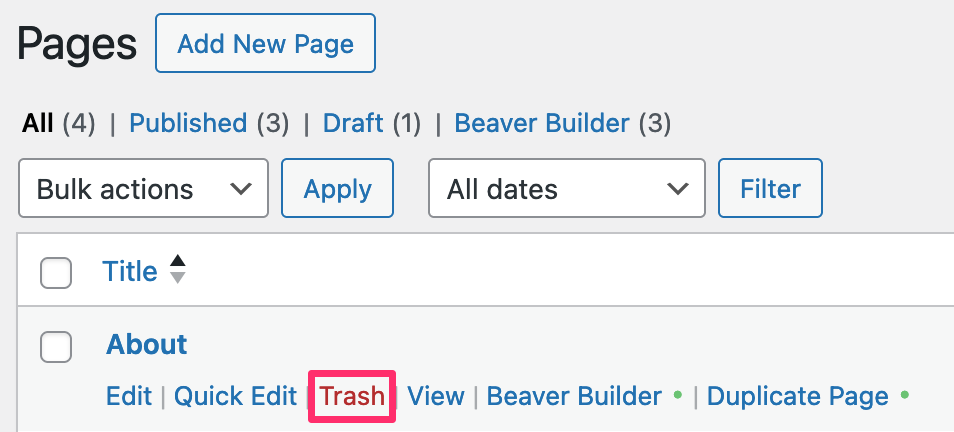 how to trash a page
