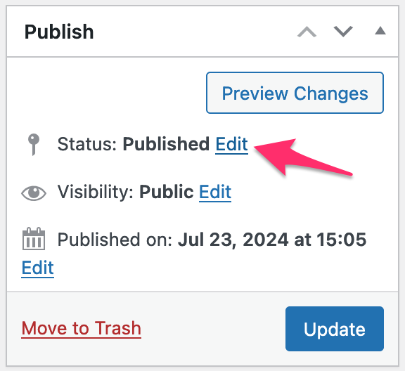 edit-draft Editing the layout status