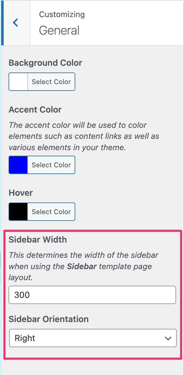 sidebar-width Sidebar width and placement configuration